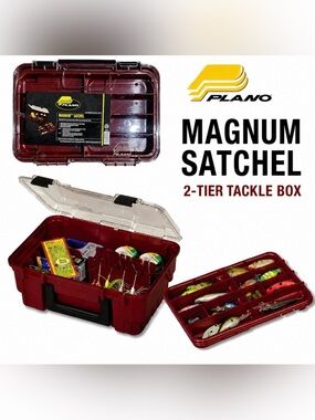 Plano Magnum Satchel Tackle Box Red 2-Tier Fishing Storage Organizer